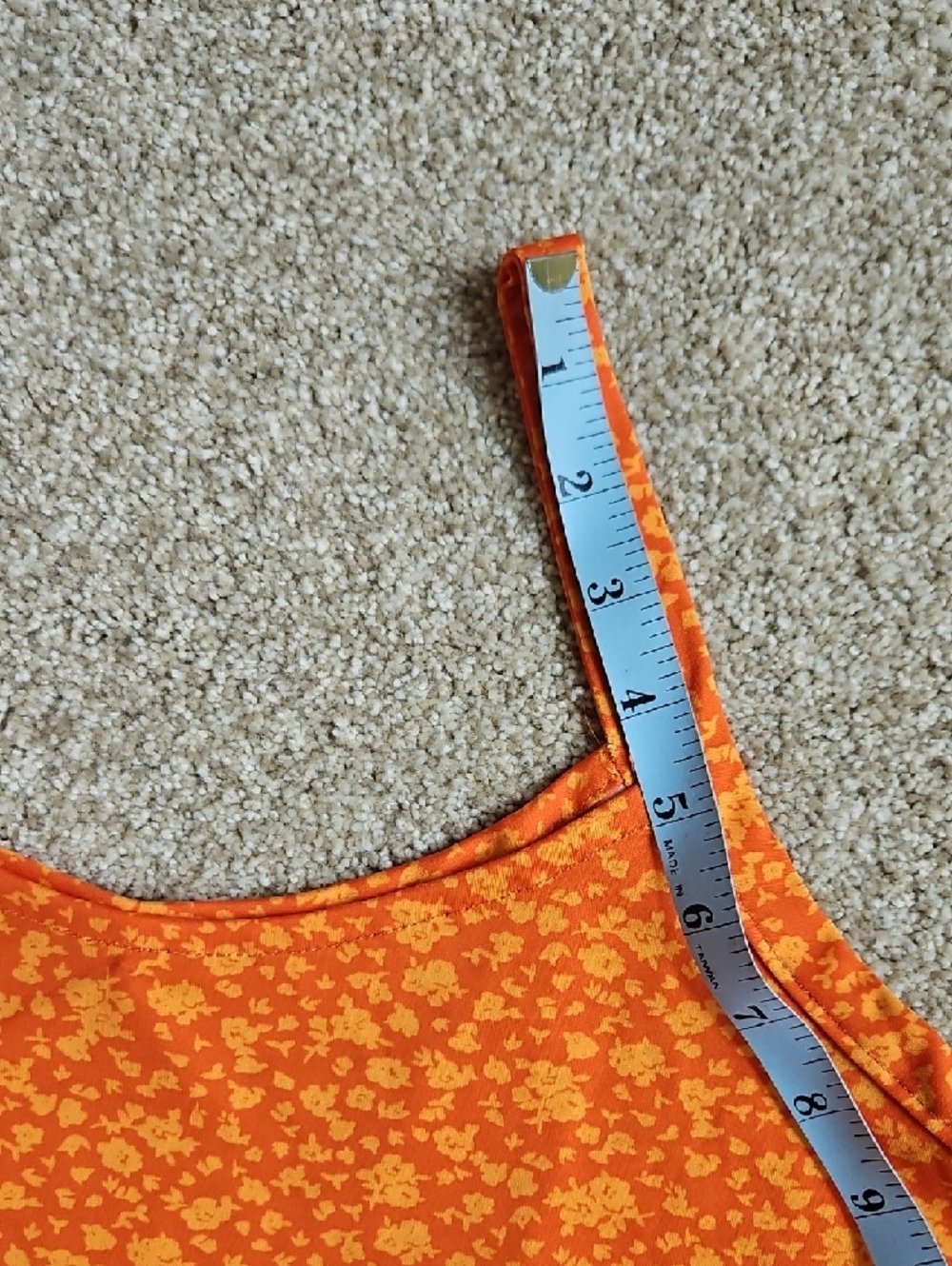 Orange Floral Slip Dress - Picture 6 of 8